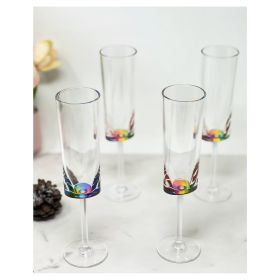 Oval Halo Plastic Champagne Flutes Set of 4 (4oz), Unbreakable Mimosa Glasses Plastic Champagne Glasses, Acrylic Wedding Champagne Flutes (Color: as Pic)