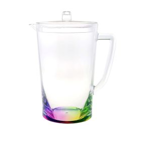 Leading Ware 2.75 Quarts Water Pitcher with Lid, Oval Halo Design Unbreakable Plastic Pitcher, Drink Pitcher, Juice Pitcher with Spout BPA Free (Color: as Pic)